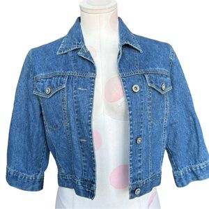 Y2K Cropped COTTON Denim Jacket – Blue – Small